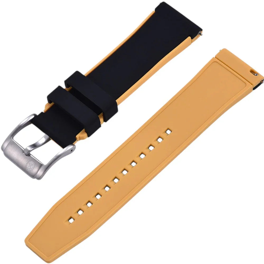 Bracelet en caoutchouc bicolore - KronoKeeper - Noir et Jaune - bracelet caoutchouc montre