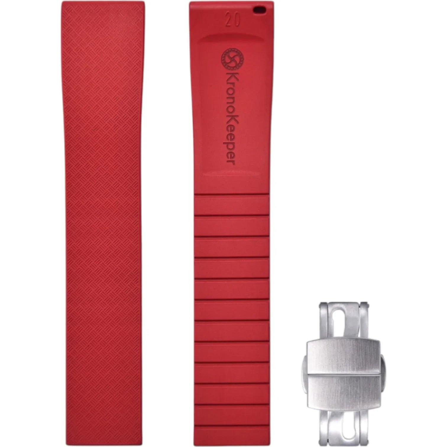 Bracelet en caoutchouc avec boucle déployante - KronoKeeper - Rouge - bracelet caoutchouc montre