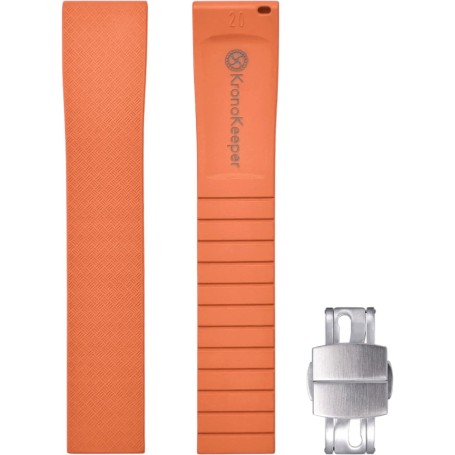 Bracelet en caoutchouc avec boucle déployante - KronoKeeper - Orange - bracelet caoutchouc montre