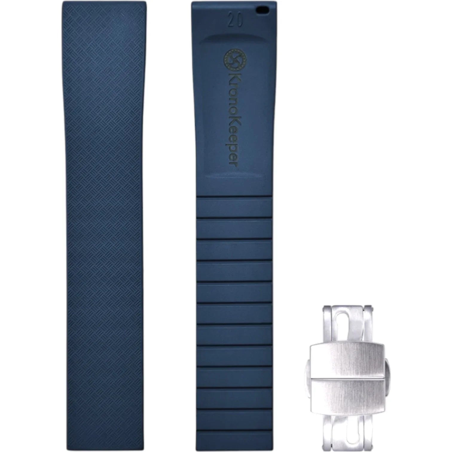 Bracelet en caoutchouc avec boucle déployante - KronoKeeper - Bleu marine - bracelet caoutchouc montre