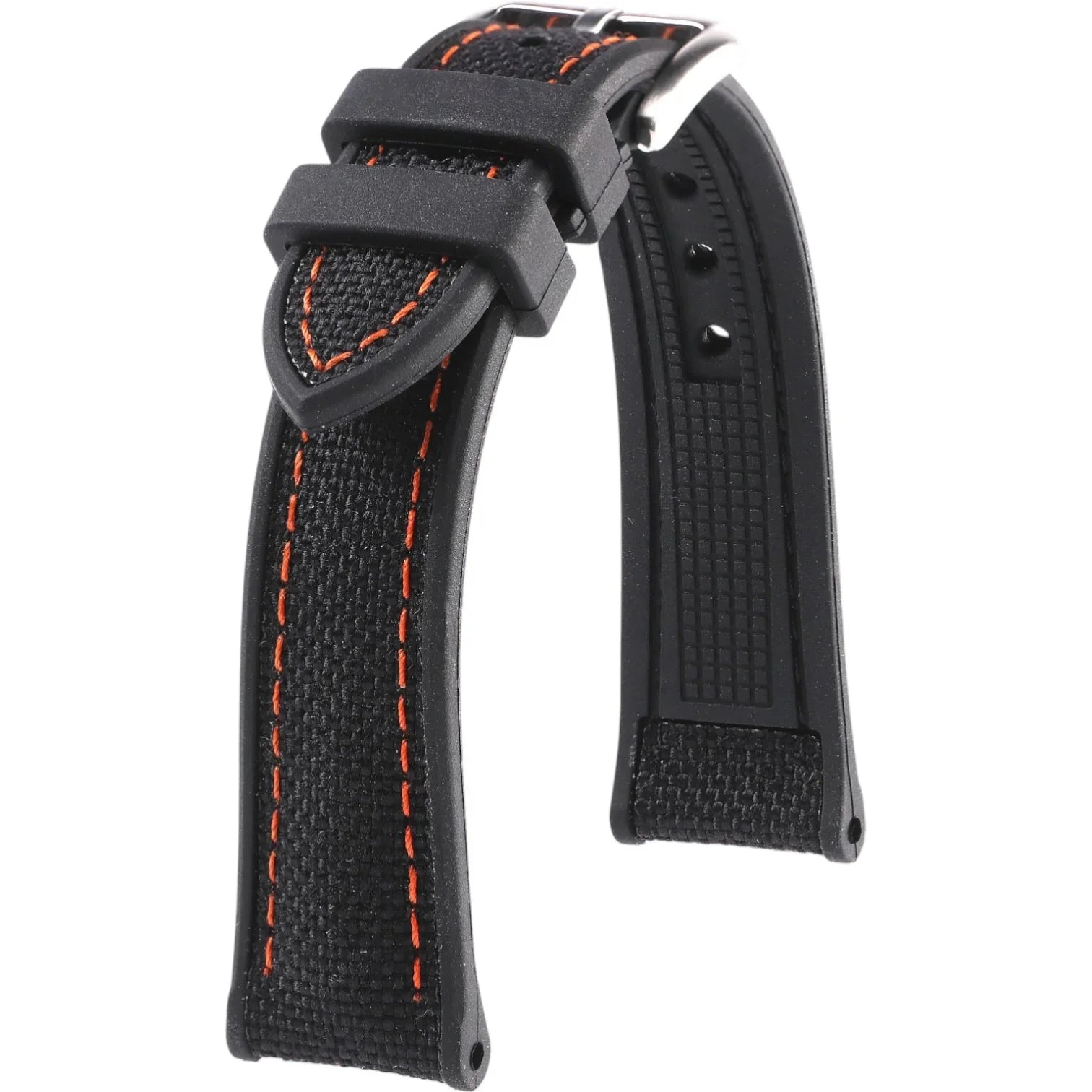 Bracelet en Caoutchouc et Cordura - Marius - KronoKeeper - Noir coutures Or - bracelet caoutchouc montre