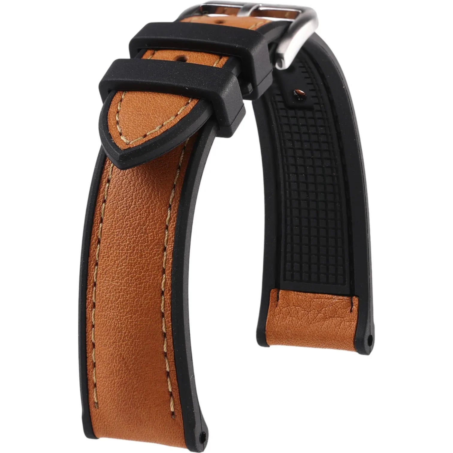 Bracelet en caoutchouc et cuir - Godefroy - KronoKeeper - Marron Doré - bracelet caoutchouc montre