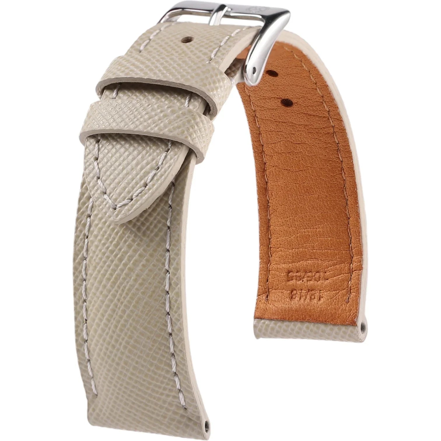 Bracelet en cuir de veau Saffiano – Gaston – KronoKeeper – Beige - bracelet KronoKeeper