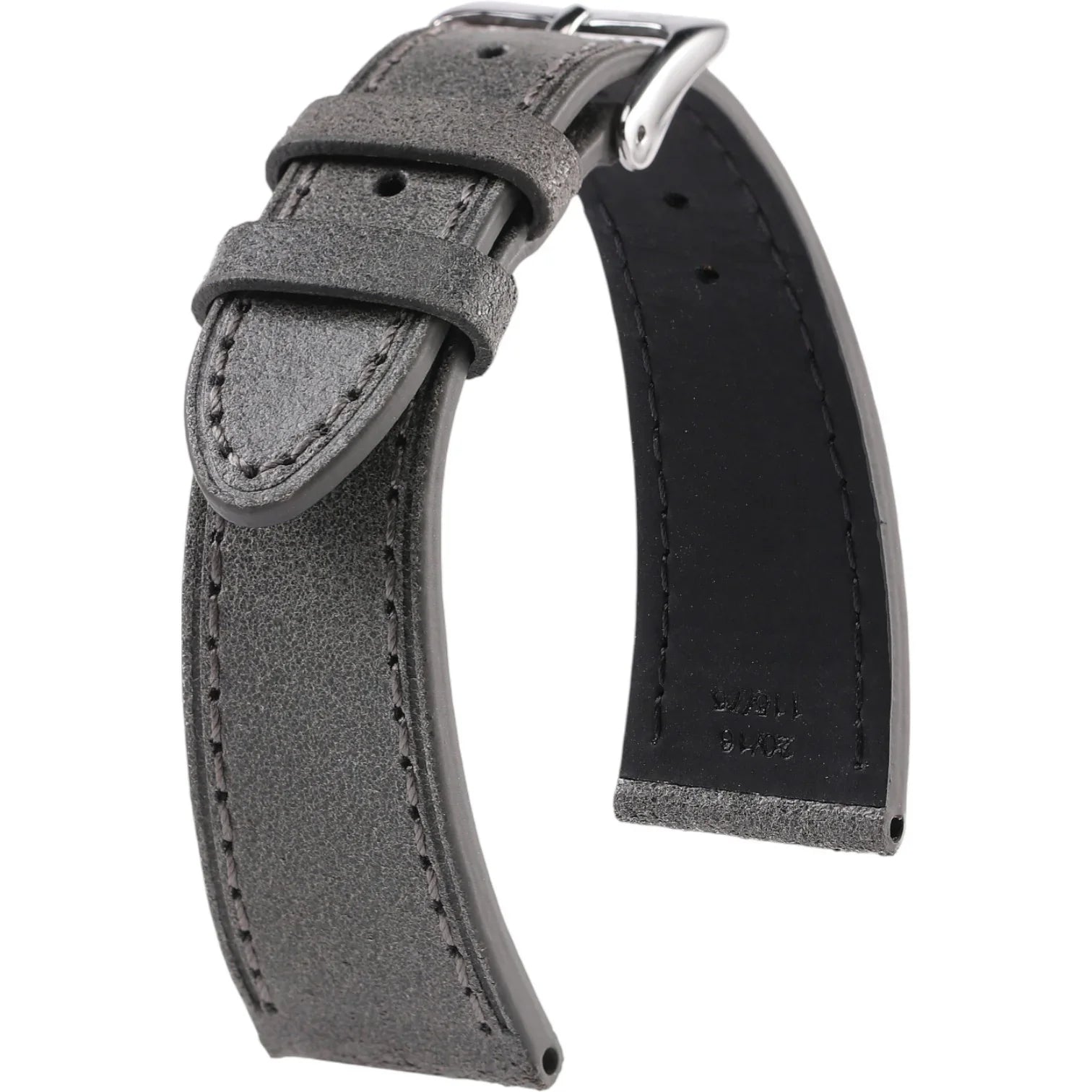 Bracelet en cuir de veau brossé – Auguste – KronoKeeper – Gris foncé - bracelet KronoKeeper