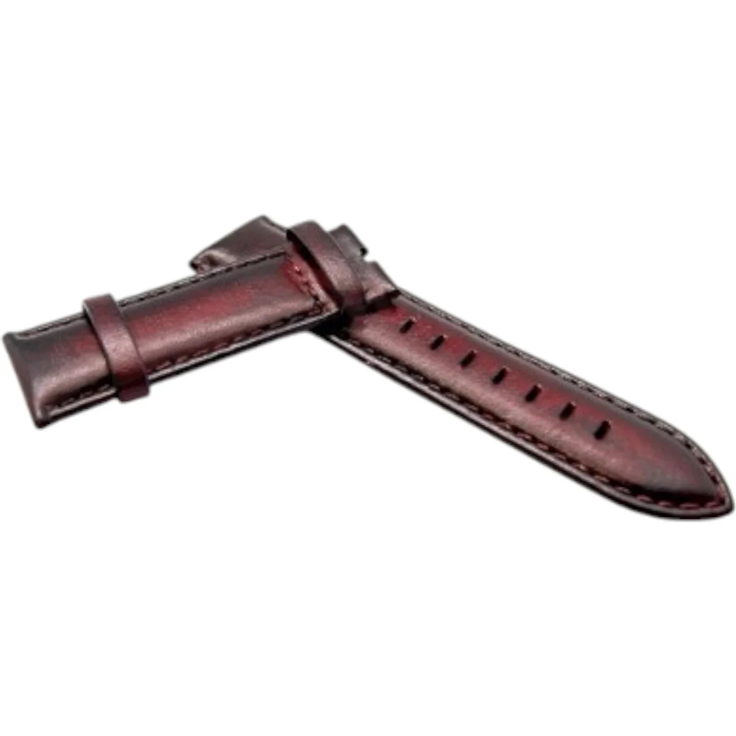 Bracelet en cuir de veau patiné - Louis - KronoKeeper - Bordeaux - détail