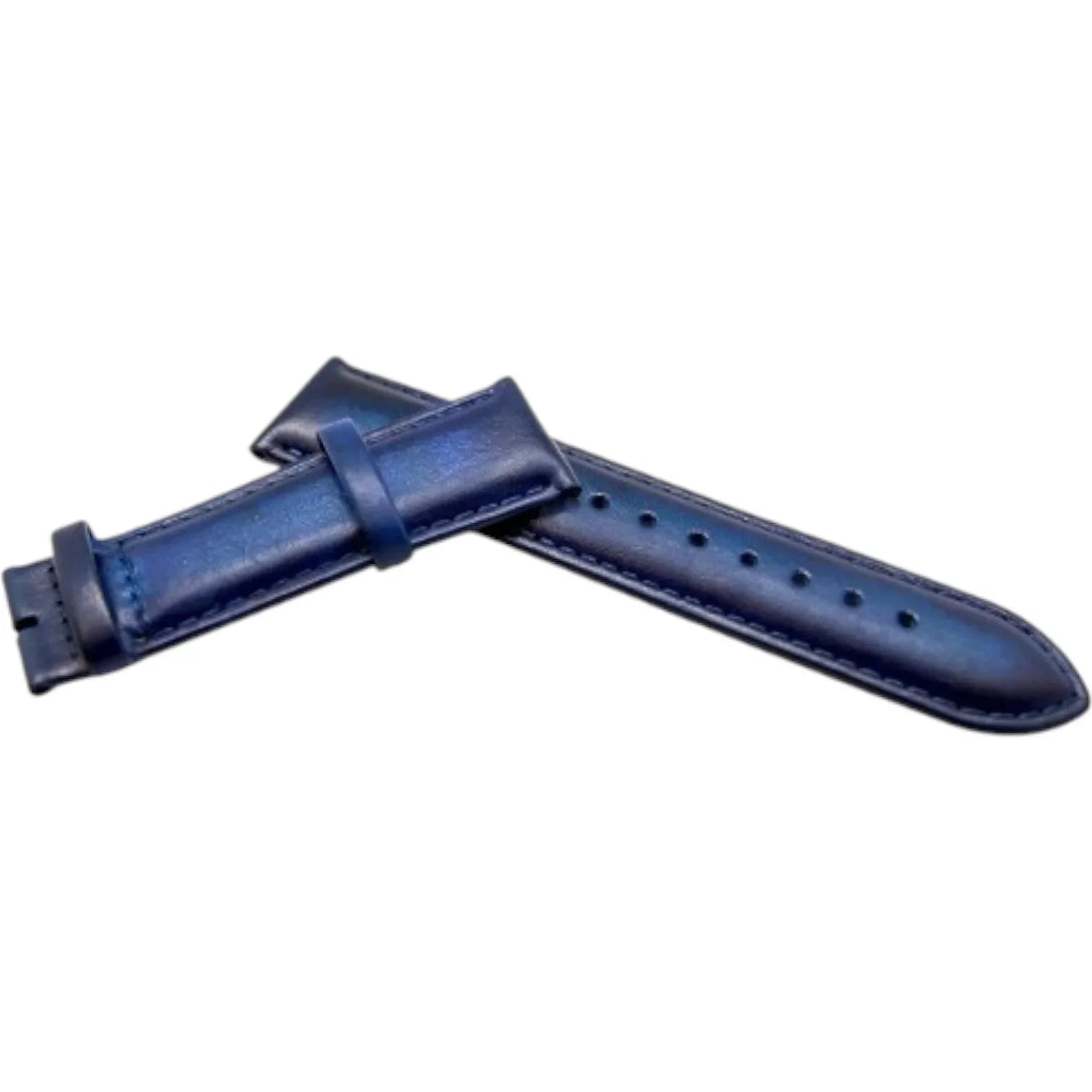 Bracelet en cuir de veau patiné - Louis - KronoKeeper - Bleu - détail