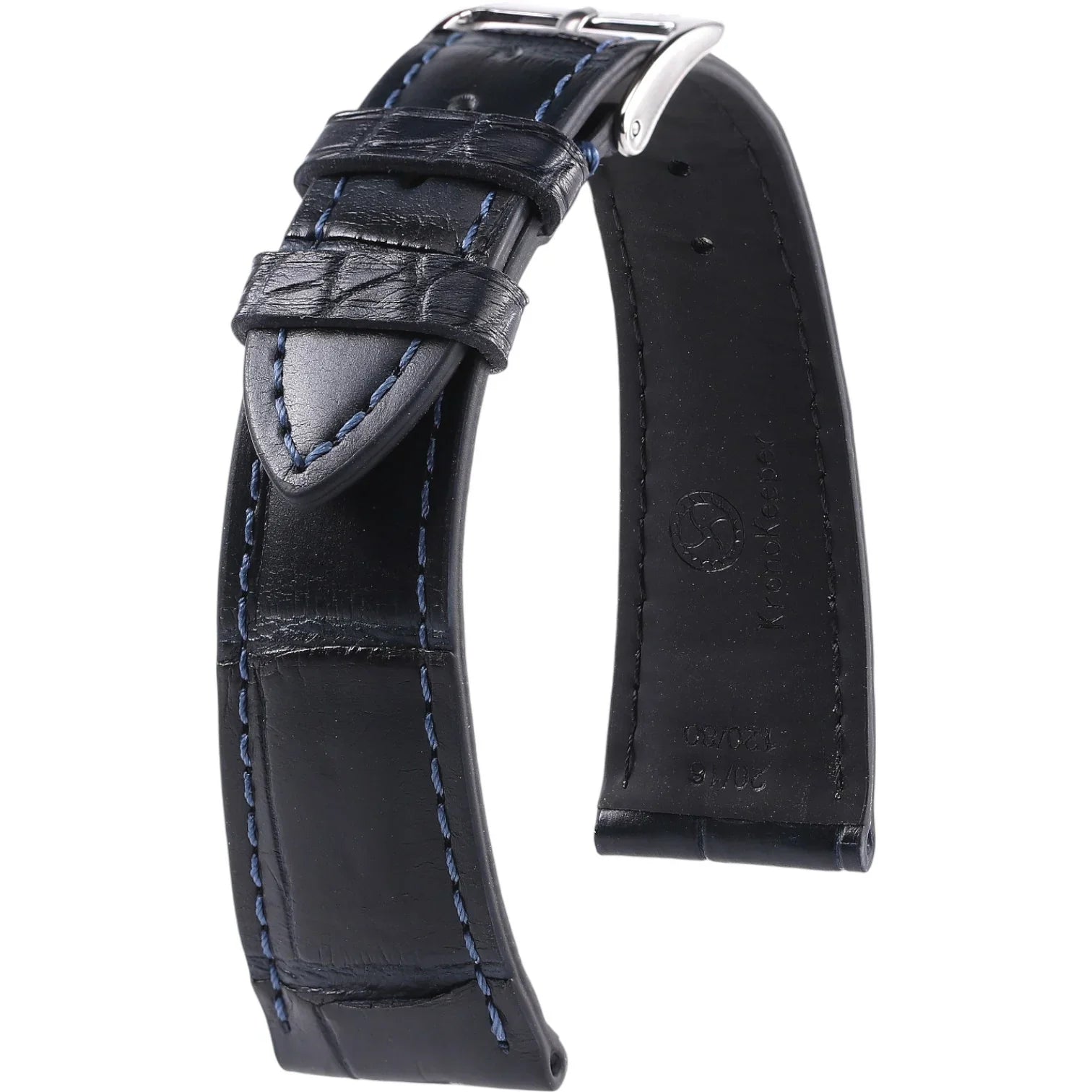 Bracelet en cuir d’alligator - Felix - KronoKeeper - Bleu nuit - bracelet cuir alligator montre