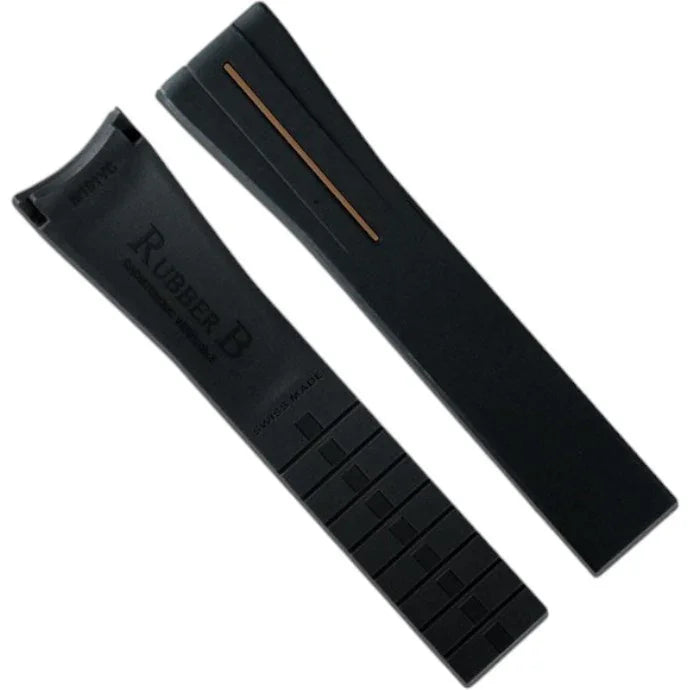 Bracelet en caoutchouc M101 – Rubber B – Noir ligne marron - bracelet caoutchouc montre
