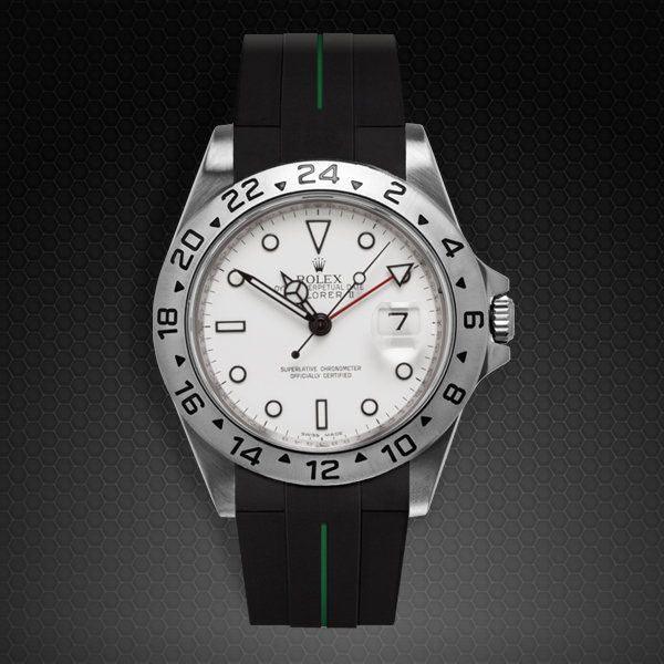 Bracelet en caoutchouc M103 – Rubber B – Noir ligne verte - vue 6