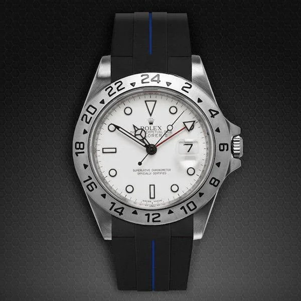 Bracelet en caoutchouc M103 – Rubber B – Noir ligne bleue - vue 11