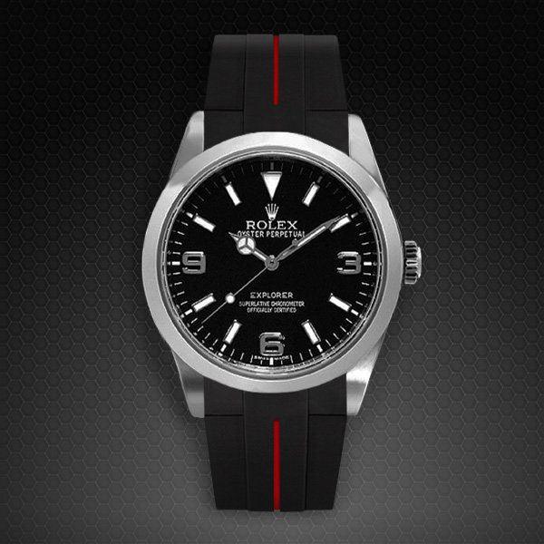 Bracelet en caoutchouc M106 – Rubber B – Noir ligne rouge - vue 9