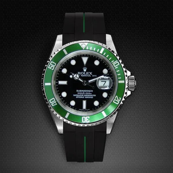 Bracelet en caoutchouc M106 – Rubber B – Noir ligne verte - vue 5