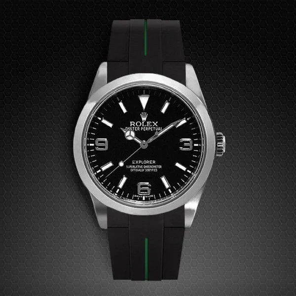 Bracelet en caoutchouc M106 – Rubber B – Noir ligne verte - vue 9