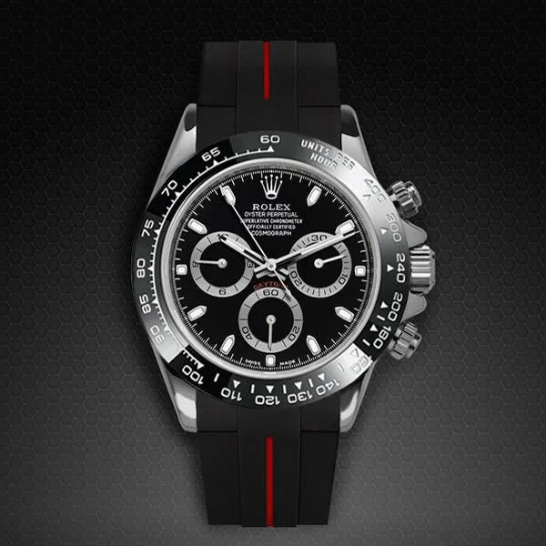 Bracelet en caoutchouc M103CD – Rubber B – Noir ligne rouge - vue 10