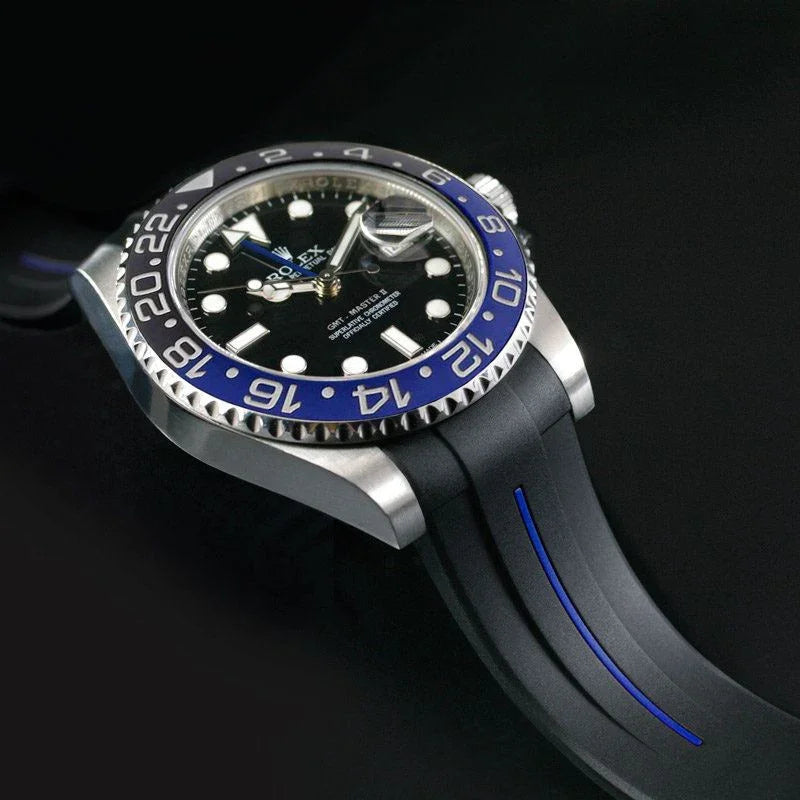 Bracelet en caoutchouc M103CD – Rubber B – Noir ligne bleue - vue 5