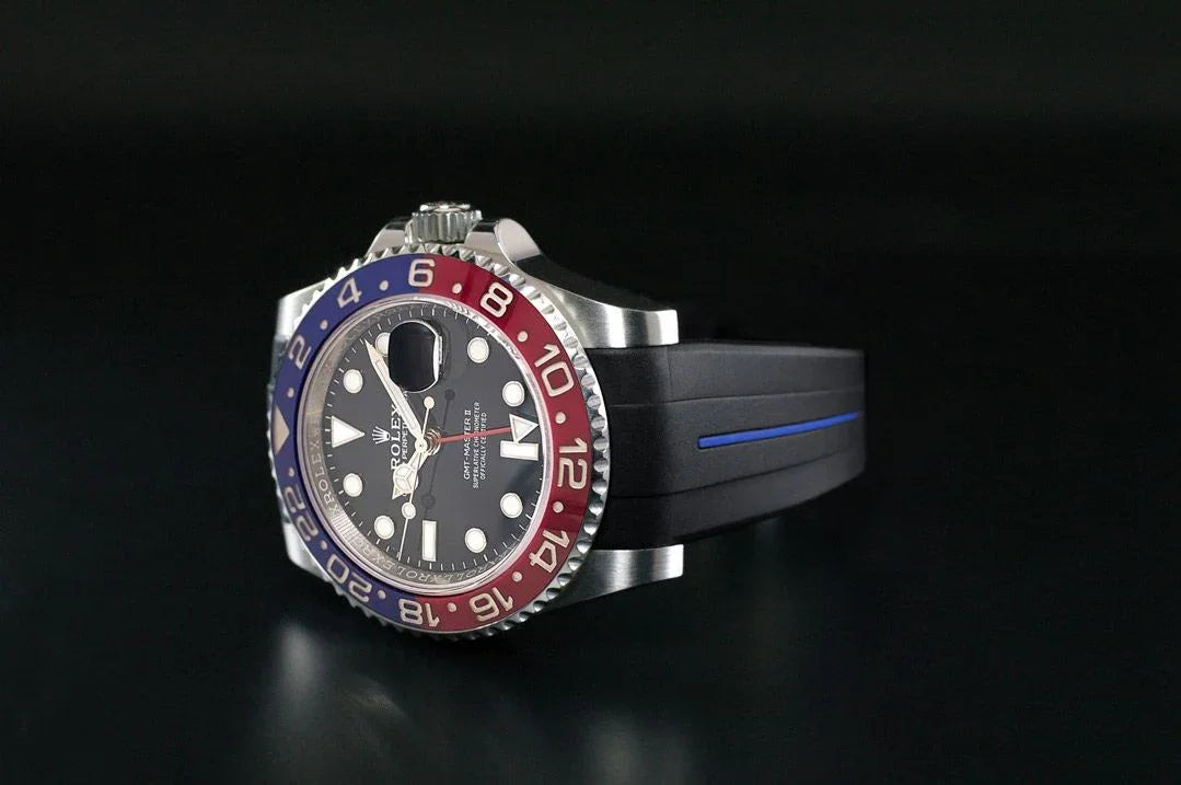 Bracelet en caoutchouc M103CD – Rubber B – Noir ligne bleue - vue 6