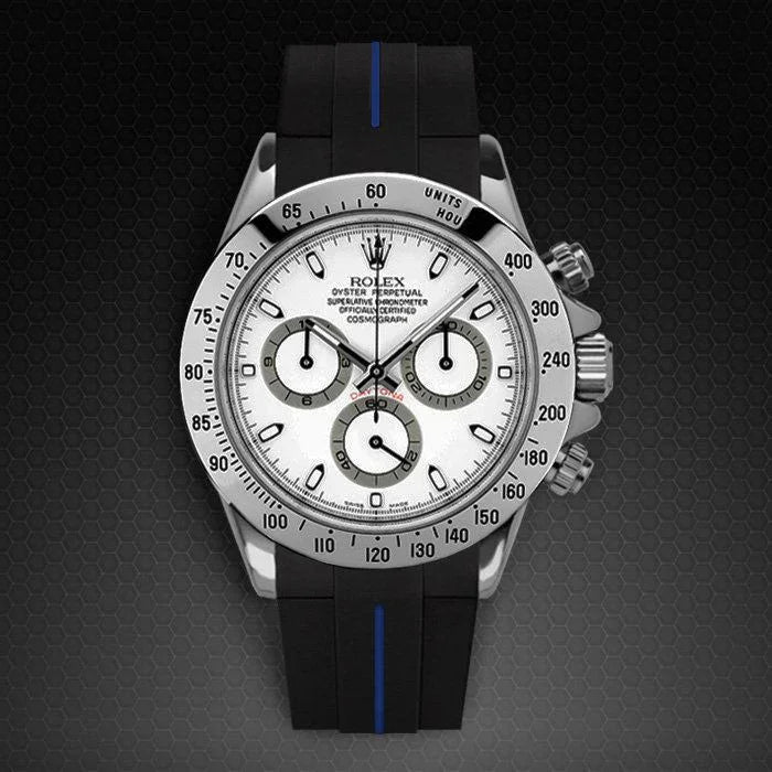 Bracelet en caoutchouc M103CD – Rubber B – Noir ligne bleue - vue 9