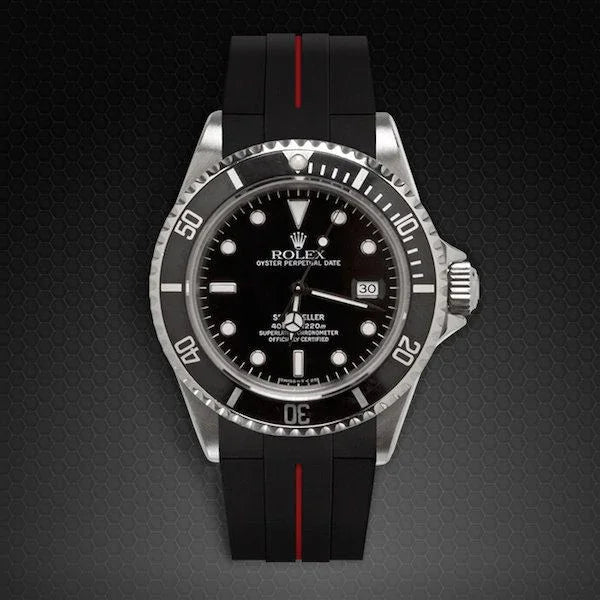 Bracelet en caoutchouc M103CD – Rubber B – Noir ligne rouge - vue 12