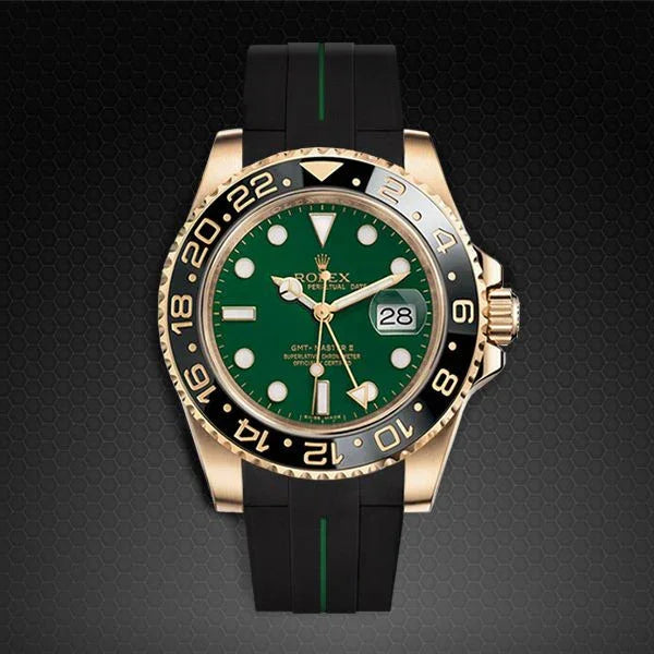 Bracelet en caoutchouc M103CD – Rubber B – Noir ligne verte - vue 6