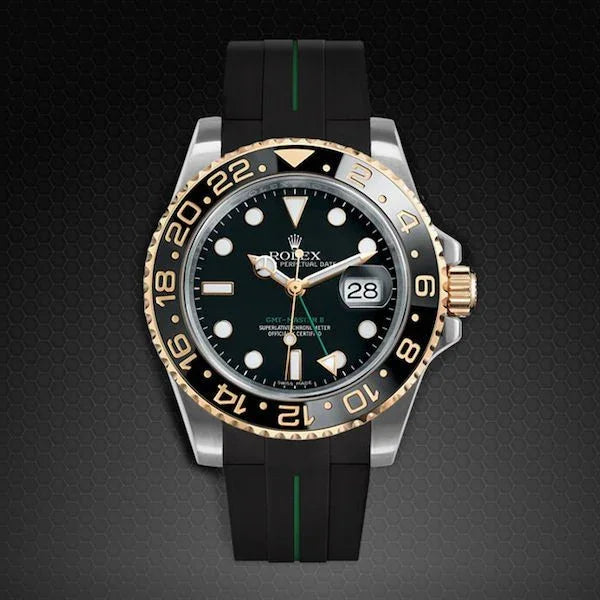 Bracelet en caoutchouc M103CD – Rubber B – Noir ligne verte - vue 7