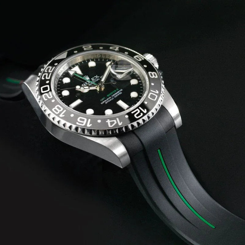 Bracelet en caoutchouc M103CD – Rubber B – Noir ligne verte - vue 9