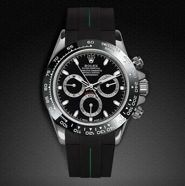 Bracelet en caoutchouc M103CD – Rubber B – Noir ligne verte - vue 12