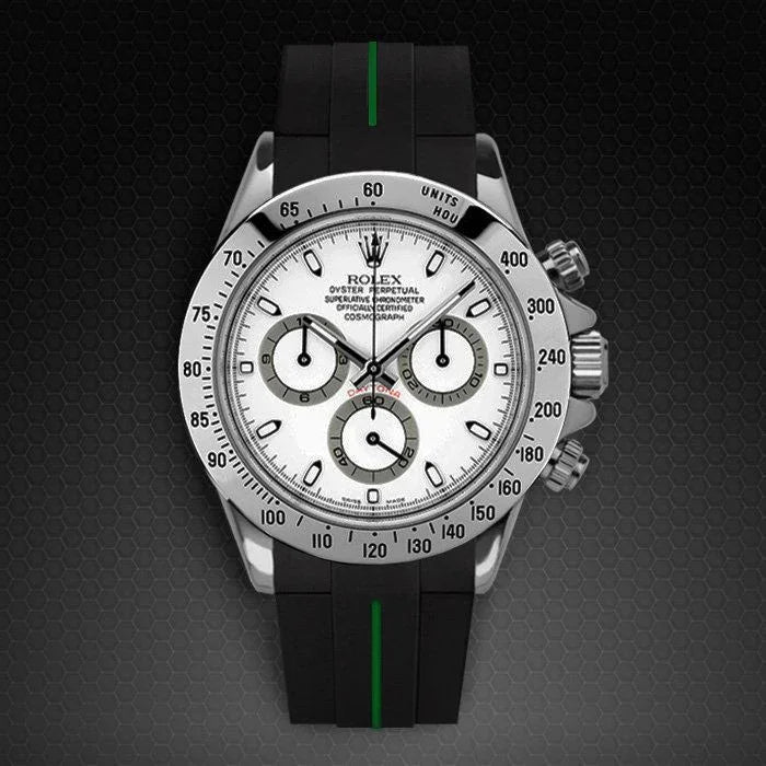 Bracelet en caoutchouc M103CD – Rubber B – Noir ligne verte - vue 13