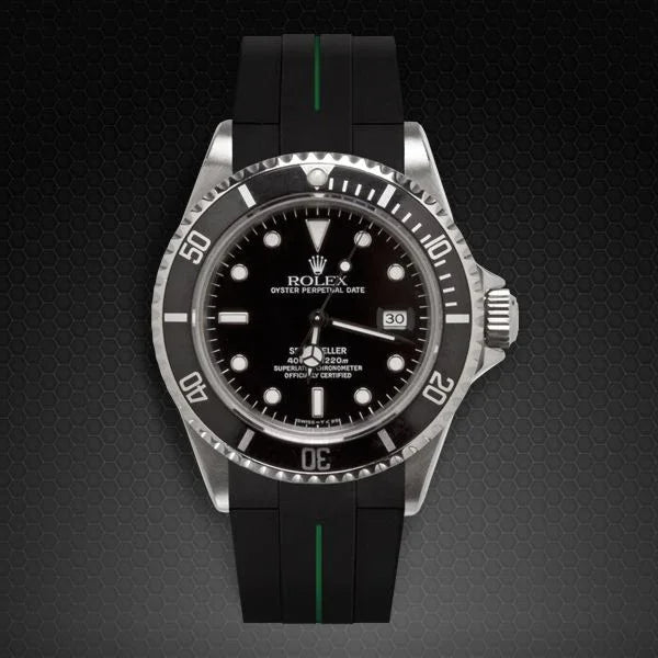 Bracelet en caoutchouc M103CD – Rubber B – Noir ligne verte - vue 15