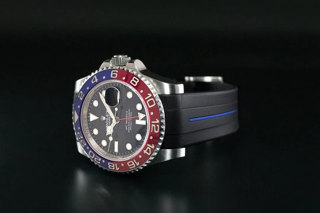 Bracelet en caoutchouc M106CD – Rubber B – Noir ligne bleue - vue 3