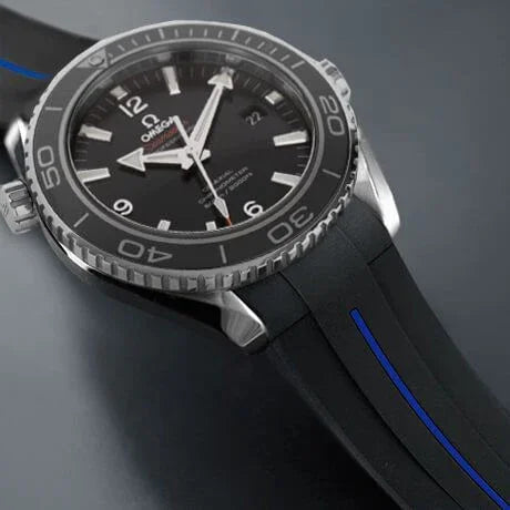 Bracelet en caoutchouc M106CD – Rubber B – Noir ligne bleue - vue 12