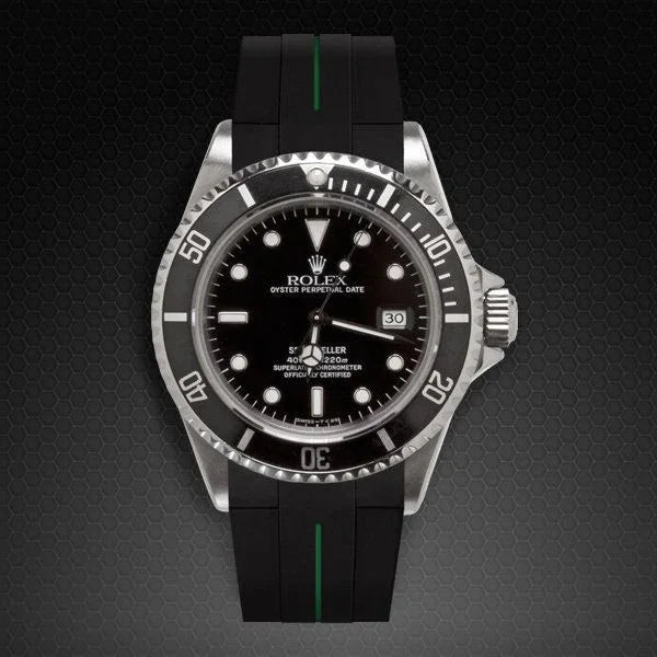 Bracelet en caoutchouc M106CD – Rubber B – Noir ligne verte - vue 7