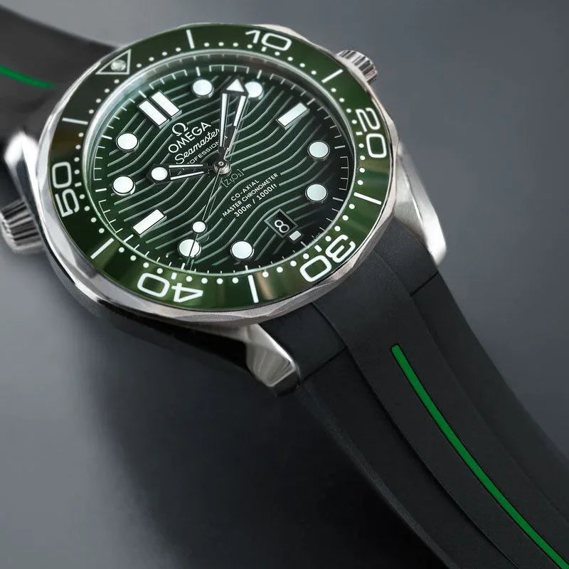 Bracelet en caoutchouc M106CD – Rubber B – Noir ligne verte - vue 11