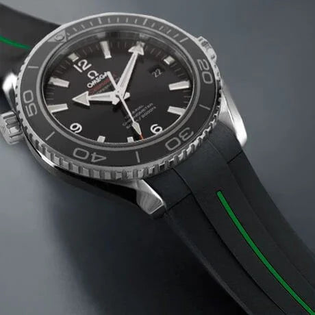 Bracelet en caoutchouc M106CD – Rubber B – Noir ligne verte - vue 12
