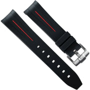 Bracelet en caoutchouc M106CD – Rubber B – Noir ligne rouge - bracelet caoutchouc montre