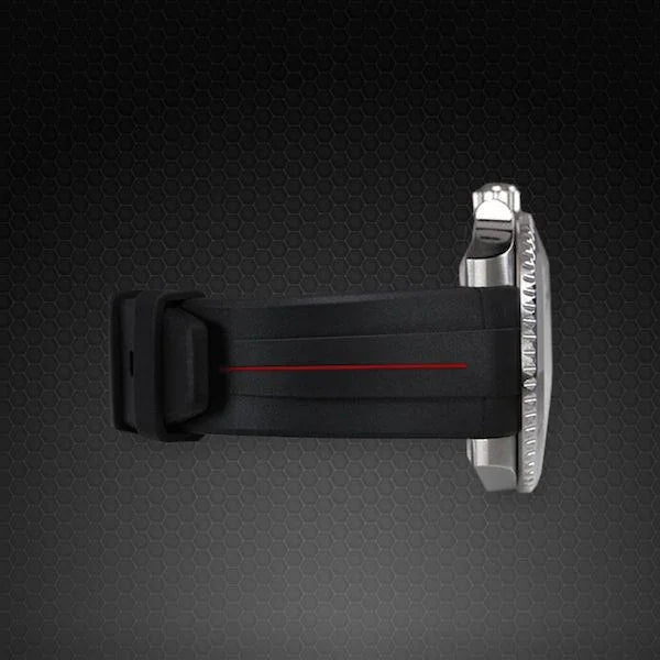 Bracelet en caoutchouc M106CD – Rubber B – Noir ligne rouge - vue 10