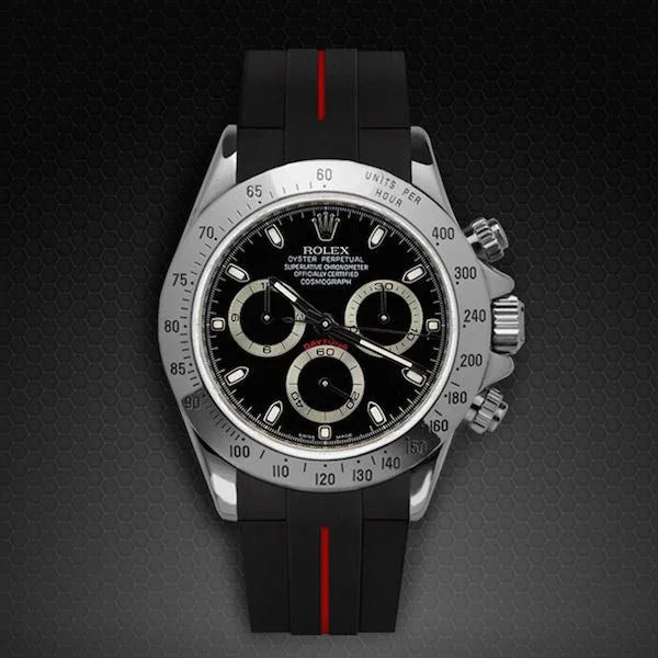 Bracelet en caoutchouc M106CD – Rubber B – Noir ligne rouge - vue 11