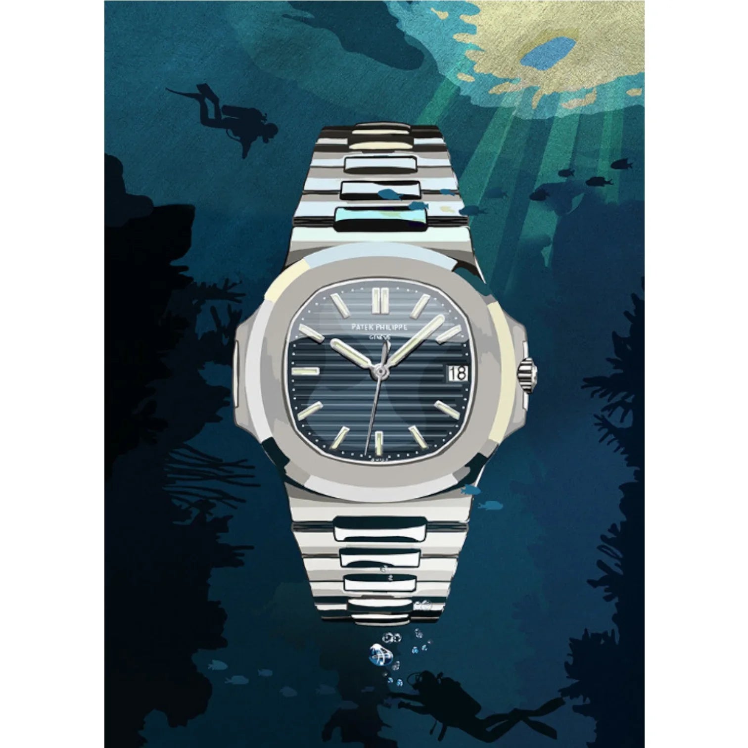 50 shades of blue - 50x70cm - Watchoniste X MisterChrono tirage d'art - accessoire montre