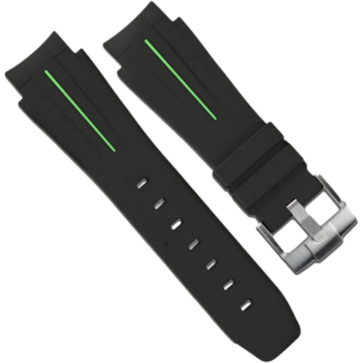 Bracelet en caoutchouc M107 - Rubber B - noir ligne verte - bracelet caoutchouc montre