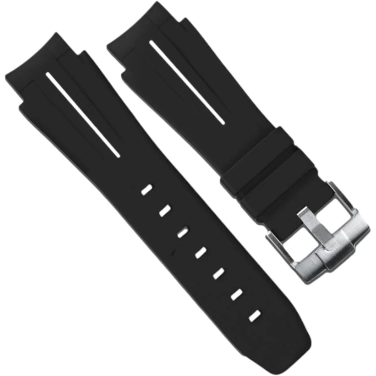 Bracelet RubberB M107 Noir/Blanc - bracelet caoutchouc montre