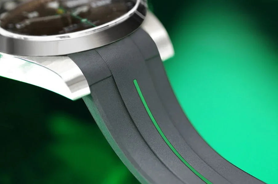 Bracelet en caoutchouc M115 – Rubber B – Noir ligne verte - vue 4