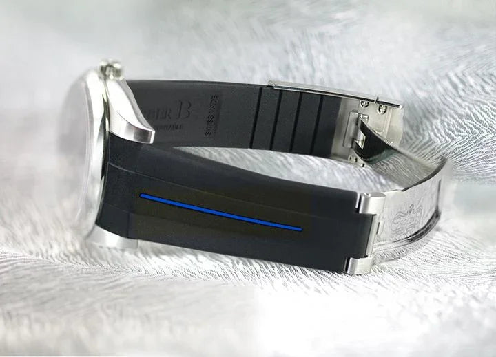 Bracelet en caoutchouc M115 – Rubber B – Noir ligne bleue - vue 3