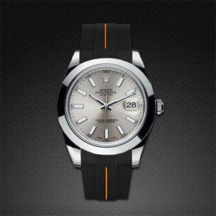 Bracelet en caoutchouc M105 – Rubber B – Noir ligne orange - vue 6