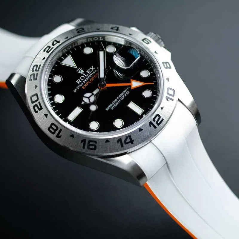 Bracelet en caoutchouc M205 – Rubber B – Blanc et orange - détail
