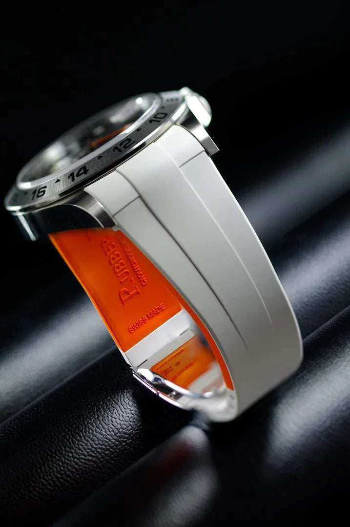 Bracelet en caoutchouc M205 – Rubber B – Blanc et orange - vue 3