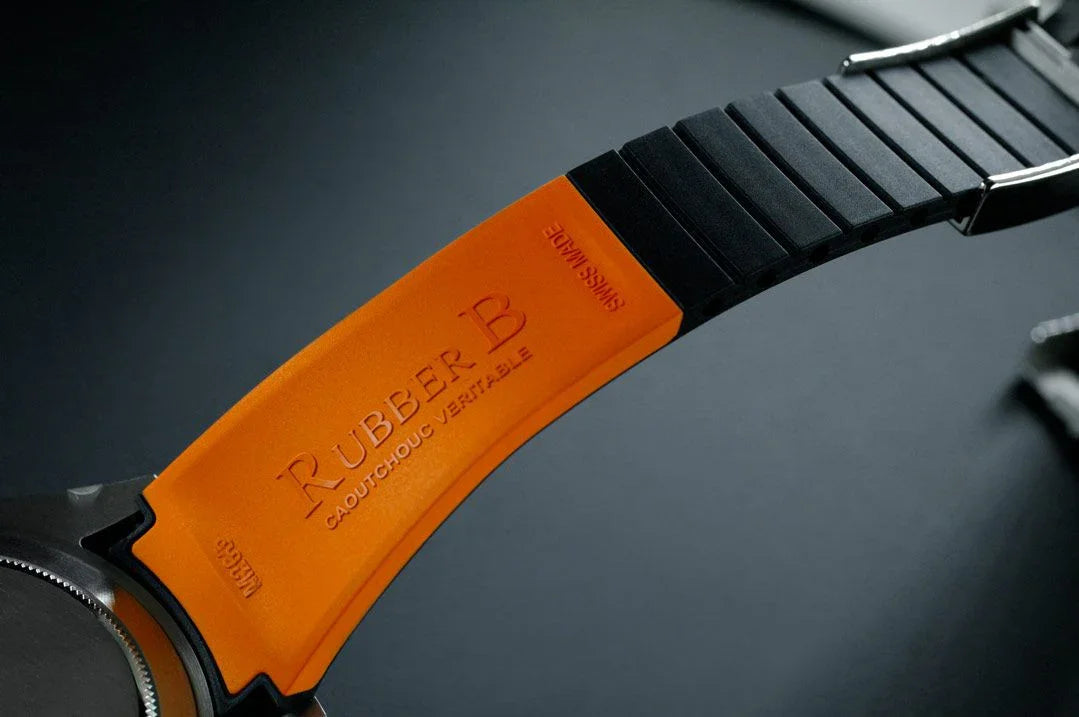 Bracelet en caoutchouc M205 – Rubber B – Noir et orange - détail