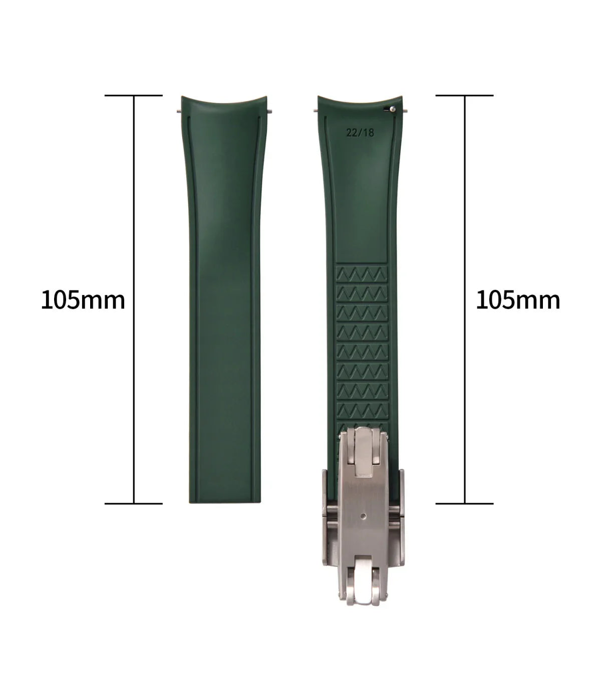 Bracelet incurvé en caoutchouc avec boucle déployante – KronoKeeper – Vert - vue 17
