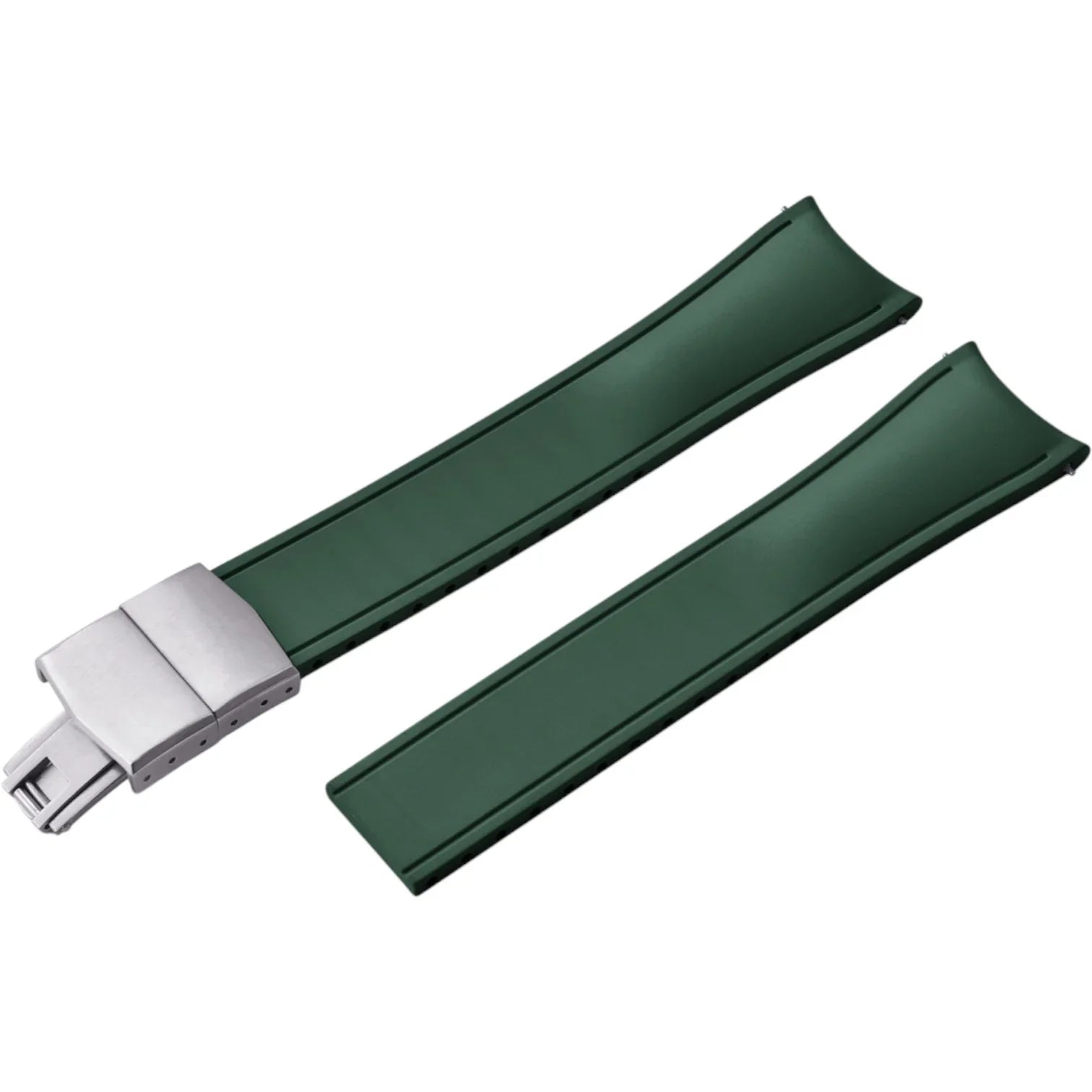 Bracelet incurvé en caoutchouc avec boucle déployante – KronoKeeper – Vert - bracelet caoutchouc montre