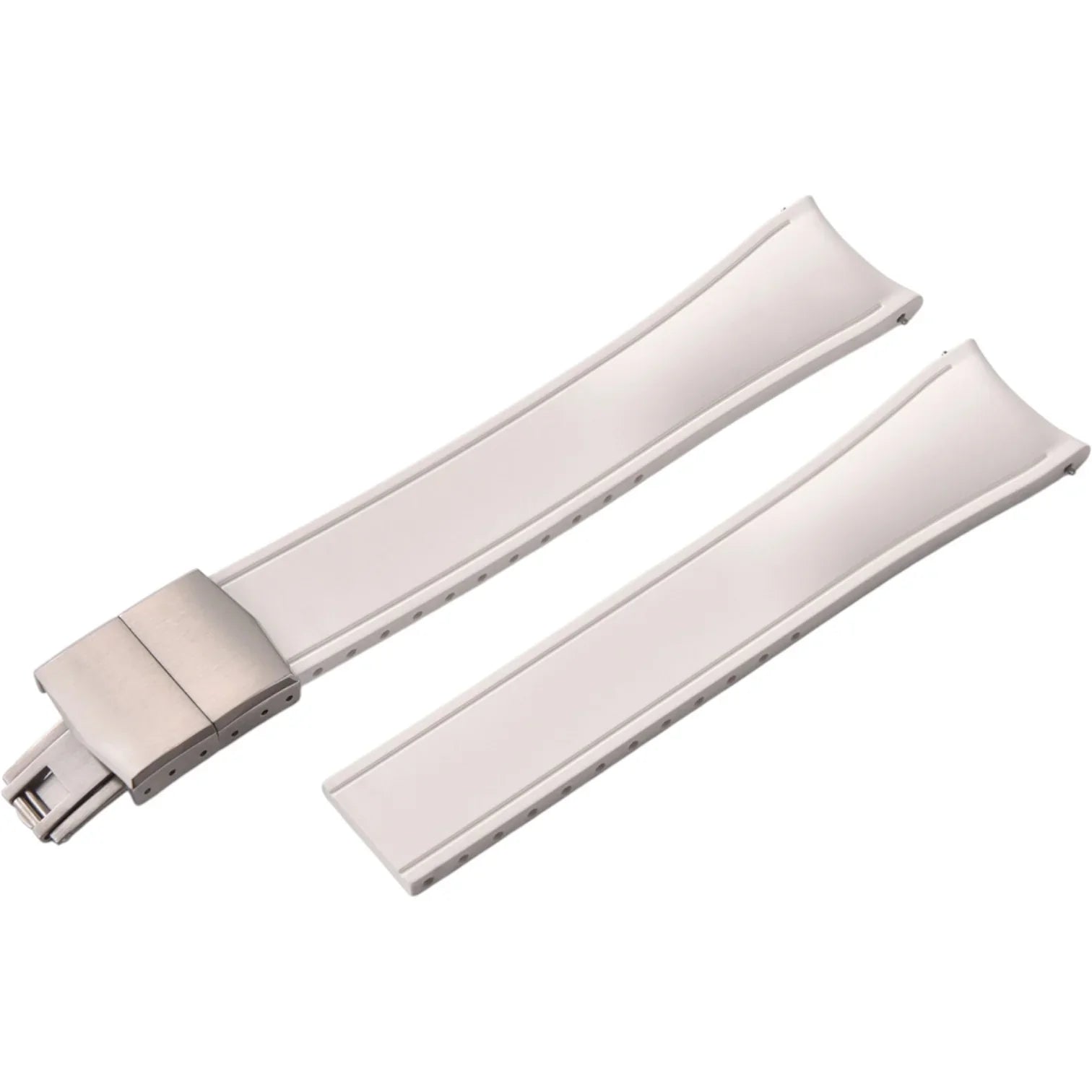 Bracelet incurvé en caoutchouc avec boucle déployante – KronoKeeper – Blanc - bracelet caoutchouc montre