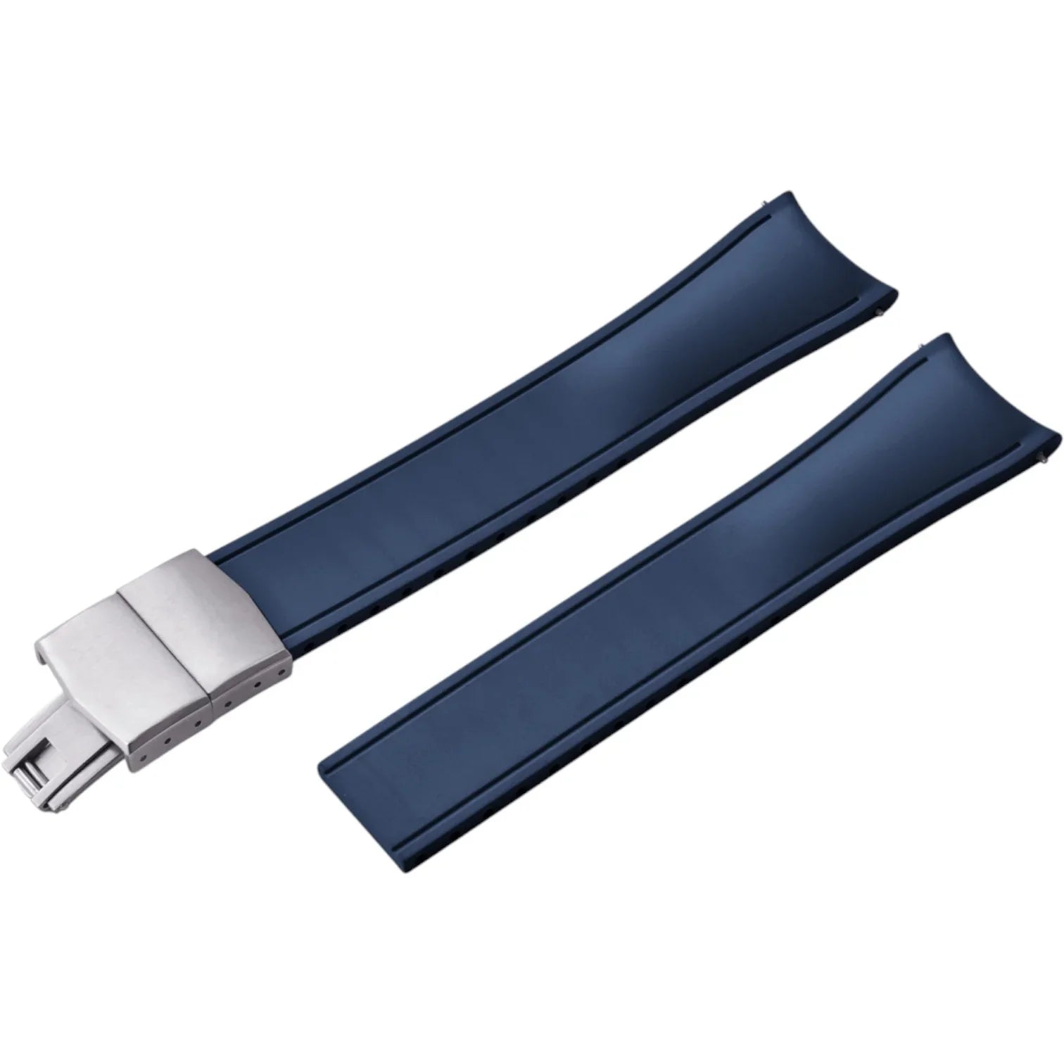 Bracelet incurvé en caoutchouc avec boucle déployante – KronoKeeper – Bleu  - bracelet caoutchouc montre