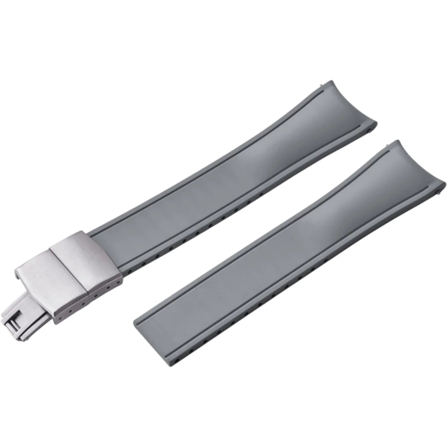 Bracelet incurvé en caoutchouc avec boucle déployante – KronoKeeper – Gris - bracelet caoutchouc montre